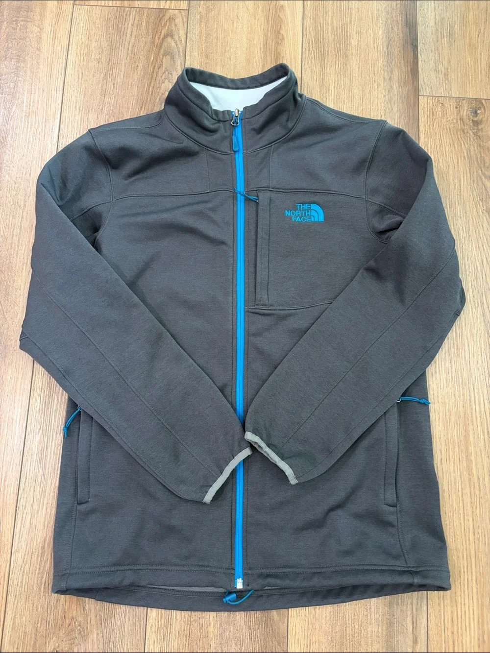 The North Face Charcoal Fleece Jacket with Blue Trim | men’s medium
